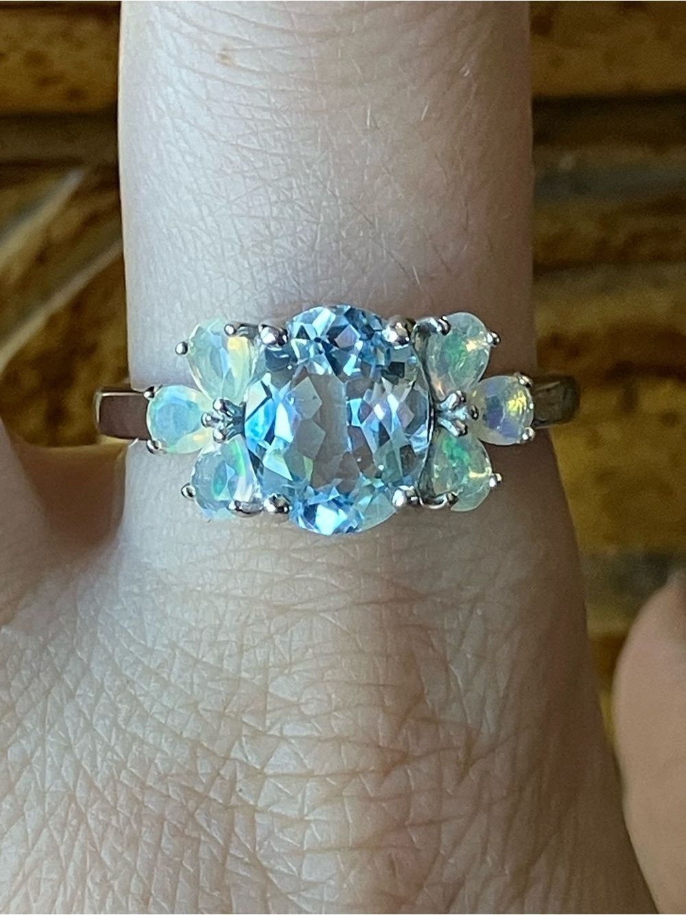 Sky Blue Topaz Ethiopian Opal Ring Size 10